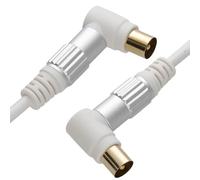 kenable Pro Metal RF Right Angle to RA TV Aerial Freeview Plug Video Cable GOLD 2m White