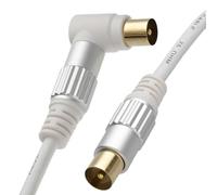 kenable Pro Metal RF Right Angle TV Aerial Freeview Plug Video Coax Cable GOLD 2m White