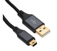 kenable Pro Metal USB 2.0 Cable A to Mini-B 5 Pin Braided Lead for Sat Nav Camera PS3 Controller Data Charge 24AWG Gold Plated 0.3m