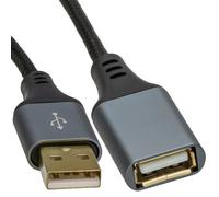 kenable PRO Metal USB 2.0 Extension Cable High Speed 24AWG Shielded Braided A Male to A Female 2m Black