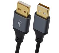 kenable Pro Metal USB 2.0 A Male to A Male High Speed Braided Cable 24AWG Shielded for External Drives Cameras Peripherals 2m Black