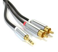 kenable PRO OFC 3.5mm Stereo Jack to 2 x RCA Phono Plugs Cable Gold 2m [2 metres]