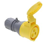 kenable PRO Rewireable Industrial Power Socket 110V 16A Yellow IP44 2P+E Splash Proof Coupler for Workshop Construction Site Heavy Duty 16 Amp Connector