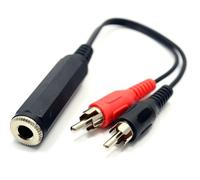 kenable Pro Signal 2 x Phono Plugs to MONO 6.35mm Jack Socket Cable 20cm
