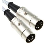kenable Professional MIDI 5 Pin DIN Cable FULLY WIRED Braided Cable SHIELDED 2m White