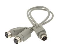 kenable PS2 Splitter 6 pin Mini Din Male Plug to 2 x Female Sockets Cable 30cm