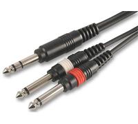 Kenable Pulse - 6.35mm (1/4") Stereo Jack To 2X Mono Jack Plugs Lead, 1.5M Black