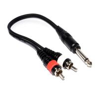 Kenable Pulse Pro 6.35mm Mono Jack To 2 X Phono Plugs Helical Shielded Cable 0.3M 30Cm