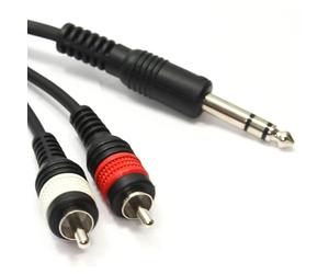 kenable PULSE Pro 6.35mm Stereo Jack to 2 x Phono Plugs Helical Shielded Cable 0.3m 30cm