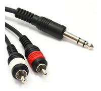 Kenable Pulse Pro 6.35mm Stereo Jack To 2 X Phono Plugs Helical Shielded Cable 5M