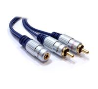 Kenable Pure 3.5mm Stereo Jack Socket To 2 Phono Plugs Audio Extension Cable Gold 0.5M