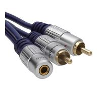 kenable Pure 3.5mm Stereo Jack Socket to 2 Phono RCA Plugs Audio Extension Cable Gold Plated OFC 0.5m Dark Blue