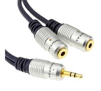 kenable Pure HQ OFC 3.5mm Jack to 2 x Sockets Splitter Cable GOLD 30cm