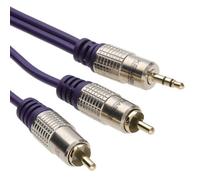 kenable Pure HQ OFC 3.5mm Stereo Jack to 2 RCA Phono Plugs Cable Gold 1.5m