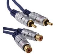kenable Pure OFC HQ 2 x RCA Phono Extension Plug to Socket Audio Cable Gold 2m