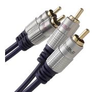 kenable Pure OFC HQ 2 x RCA Phono Plugs to Plugs Stereo Audio Cable Gold 15m