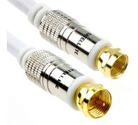 kenable Pure RG6 HD Satellite/Cable TV F Type Screw Plug to Plug Gold 2m WHITE [2 metres]