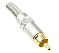 kenable RCA Phono Solder Plug Gold Plated All-Metal Chrome Body Audio Cable Connector Male Red