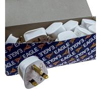 kenable Rewireable 3 Pin UK Mains Plug with 3A Fuse White BS1363 Approved with Cord Grip 230V - 20 Pack