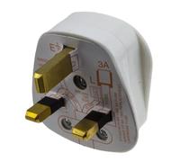 kenable Rewireable 3 Pin UK Mains Plug with Integral Cord Grip BS1363 Approved Fitted 3A Fuse White