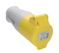 kenable Rewireable Industrial Site Power Socket 110V 16A Yellow IP44 2P+E Cable Mount