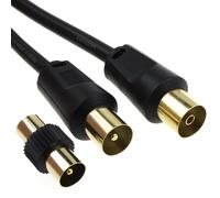 kenable RF Coaxial Extension Cable Male to Female TV Aerial Lead with Coupler 75 Ohm Freeview Satellite Black 5m
