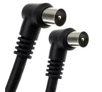 kenable RF Coaxial TV Aerial Cable Right Angle Male to Male Plug Freeview Digital 75 Ohm RG59 2m Black