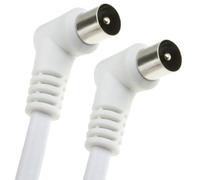 kenable RF Coaxial TV Aerial Cable Right Angle Male to Male Plug Freeview Digital Lead 75 Ohm RG59 1m White
