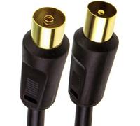 kenable RF Coaxial TV Aerial Extension Lead Male Plug to Female Socket RG59 75 Ohm Cable GOLD Plated Black 3m