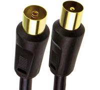 Kenable Rf Coaxial Tv Aerial Lead Coax Plug To Socket Black Rg59 Cable Gold 2M