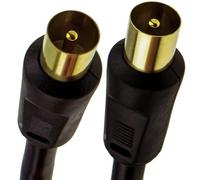 kenable RF Coaxial TV Aerial Lead RG6 Cable Male Plug to Plug Gold Plated Connectors Freeview HD 75 Ohm Shielded Black 1.5m