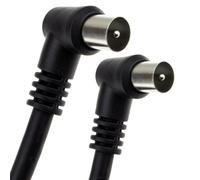 kenable RF Coaxial Fly Lead Right Angle Male Plug to Plug TV Aerial Cable for Freeview Digital TV 75 Ohm RG59 1m Black