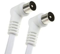 kenable RF Fly Lead Right Angle Male Plug to Plug Coaxial TV Freeview Cable 2m White [2 metres]