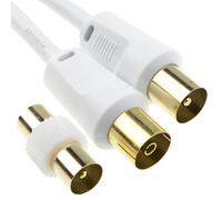 kenable RF Male to Female Extension Lead Freeview TV Cable & Male Coupler White 0.5m
