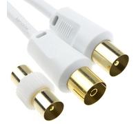 Kenable Rf Male To Female Extension Lead Freeview Tv Cable & Male Coupler White 10M