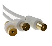 kenable RF TV Freeview Plug to Plug White Aerial Lead Cable with Coupler 1m