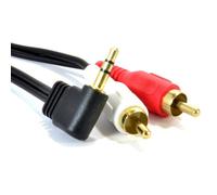 Right Angle 3.5mm Stereo Jack to 2 RCA Phono Plugs Cable Gold 2m