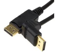 kenable Right Angle DisplayPort 1.2 Cable 4K 60Hz Monitor Lead Locking Plug to Straight Plug Black 2m