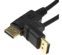 kenable Right Angle DisplayPort v1.2 Plug to Straight Plug Monitor Cable 4K 1m