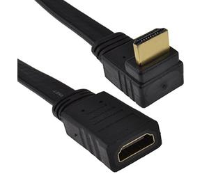 kenable Right Angle HDMI Extension Cable 90 Degree Flat Plug to Socket Adapter HDMI 1.4 High Speed Wall Mounted TV Fire Stick Gold Plated 0.2m 20cm Black
