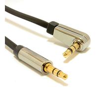 kenable Right Angle Low Profile FLAT 3.5mm AUX Cable Male to Male Stereo Audio Jack Lead Black 3m