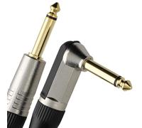 kenable Right Angle MONO Jack Cable 6.35mm Guitar Amp Lead Gold Plated Low Noise 1/4 Inch Male to Male Black 2m