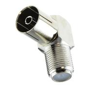 kenable Right Angle Satellite F Type Screw Female to RF Female Socket Adapter | Metal Construction | Nickel Plated | Aerial Coax Connector