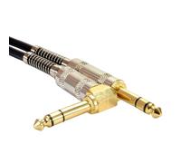 kenable Right Angle Stereo Jack Cable 6.35mm TRS Balanced Audio Lead Gold Plated Plugs Black 1m
