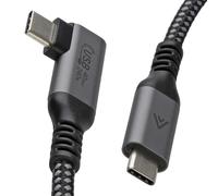 kenable Right Angle USB-C to USB-C Cable USB 4.0 40Gbps 240W Power Delivery 8K Video Aluminium Braided 1m
