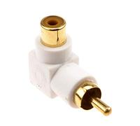 kenable Right Angled RCA Phono Adapter White Audio Plug to Socket Gold Plated