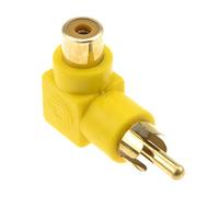 kenable Right Angled RCA Phono Adapter Yellow Video Plug to Socket Gold Plated