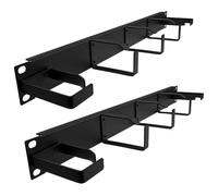 kenable Ringed Cable Management Bar 1U with 3+2 Rings for 19 Inch Rack Data Cabinet Server - Black, 2 Pack