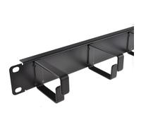 kenable Ringed Cable Management Bar 1U with 5 Metal Rings for 19 Inch Rack Mount Data Cabinet Black