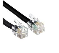 kenable RJ10 Plug to RJ10 Plug Telephone Cable 4P4C Straight Wired Flat Telecoms Lead Black 2m